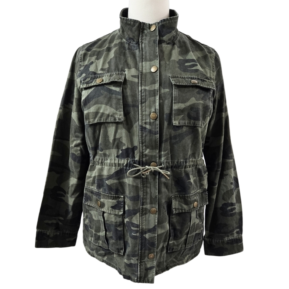 41 Hawthorn Brennan Army Green Camo Cargo 100% Cotton Utility Jacket Stitch Fix